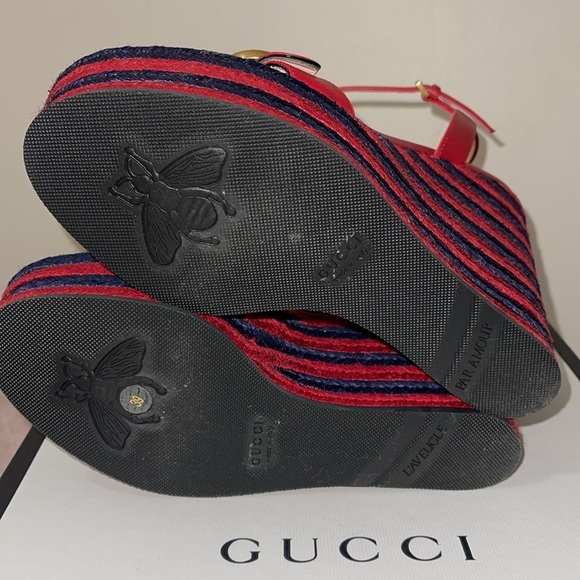GUCCI Lifford Calfskin Aitana Espadrille Platform in Hibiscus Red Sz. IT39 US9 - Picture 14 of 17